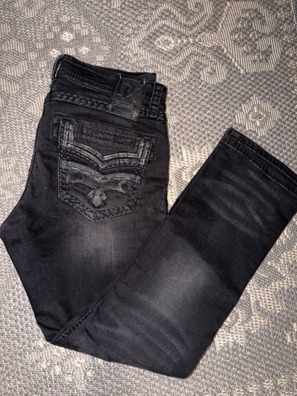 DL1961 Black Embroidered Back Pocket Jeans